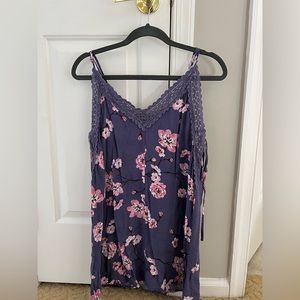 LA hearts purple flower pattern flowy dress